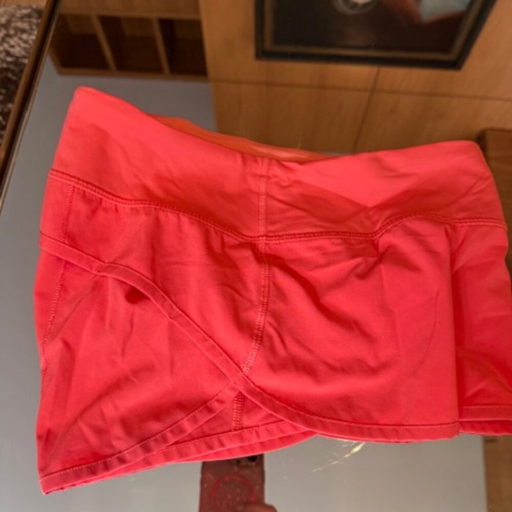 Pre-loved Solar Orange Speed Up Lululemon Running Shorts - Women's Size 2 - Picture 5 of 6